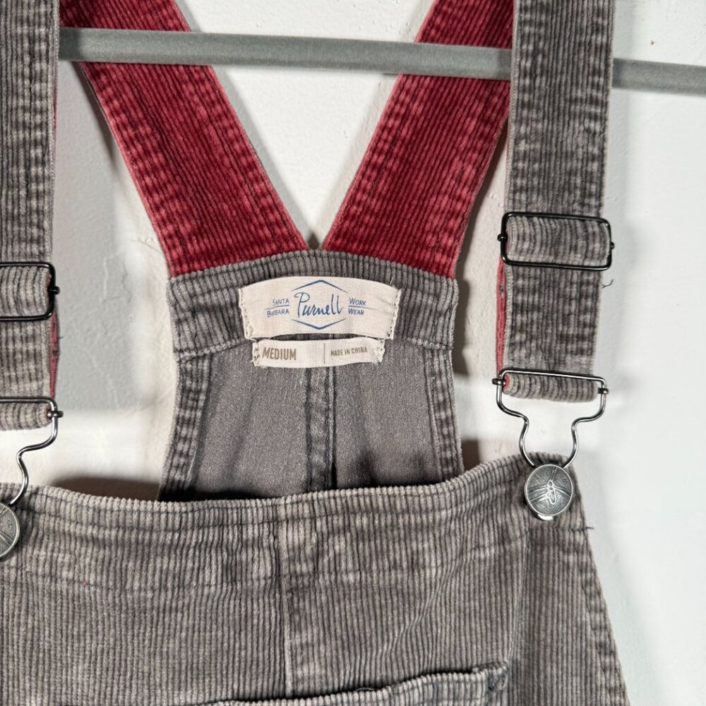 Stylish Gray Corduroy Overalls - Picture 3 of 6